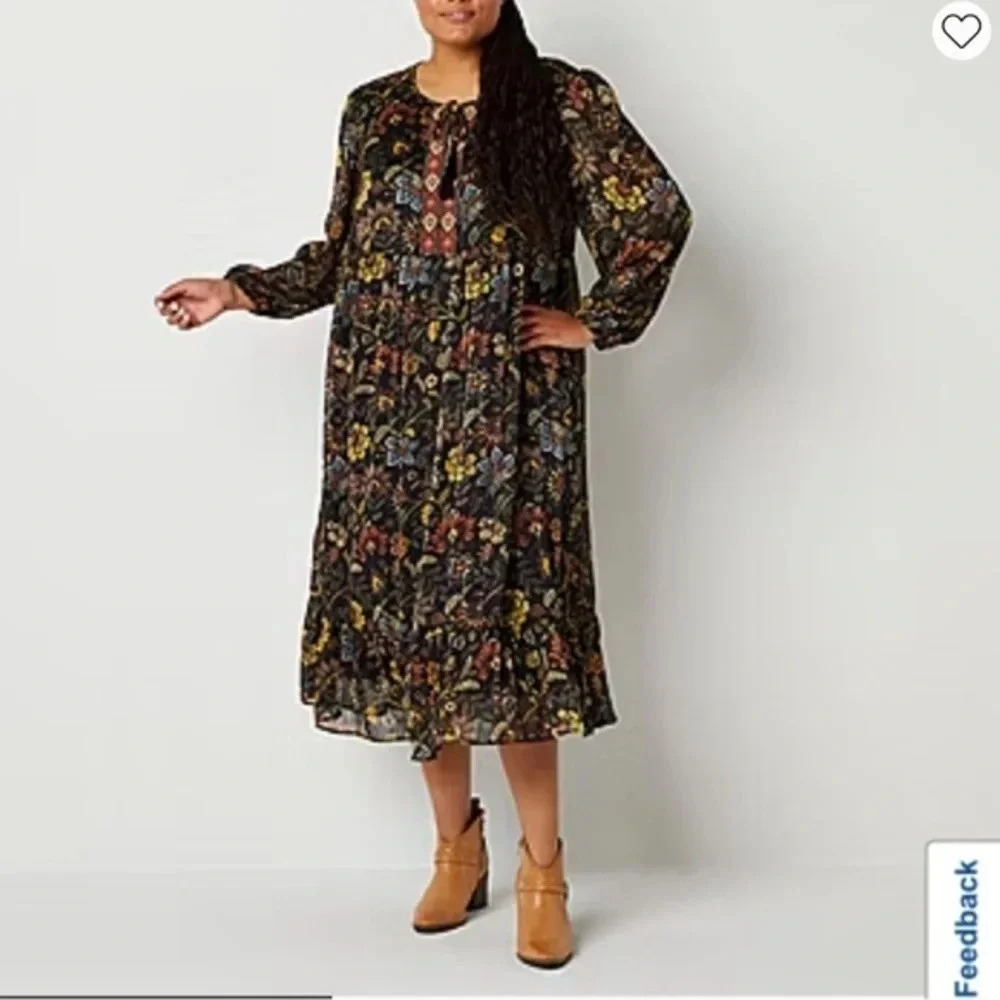 Frye and Co. Long Sleeve Midi A-Line Dress